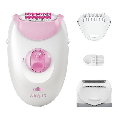 Braun silk-épil 3 epilatore elettrico donna , epilatore con cavo per epilazione, pelle liscia per settimane, 3-031, rosa - SE3 031