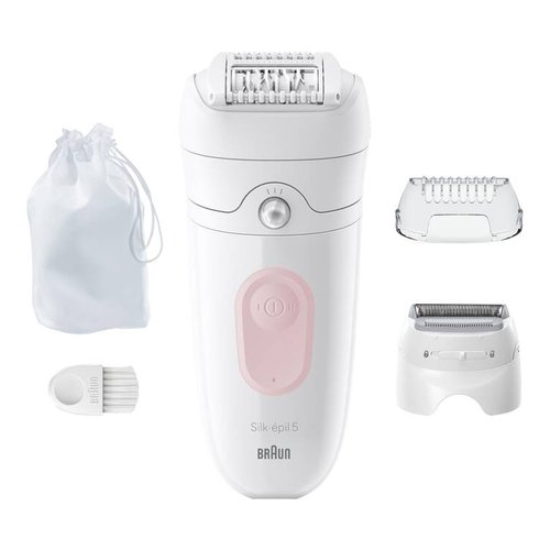 Braun silk-épil 5 5-030, epilatore elettrico donna, per una epilazione semplice, bianco/rosa - 7500435225045