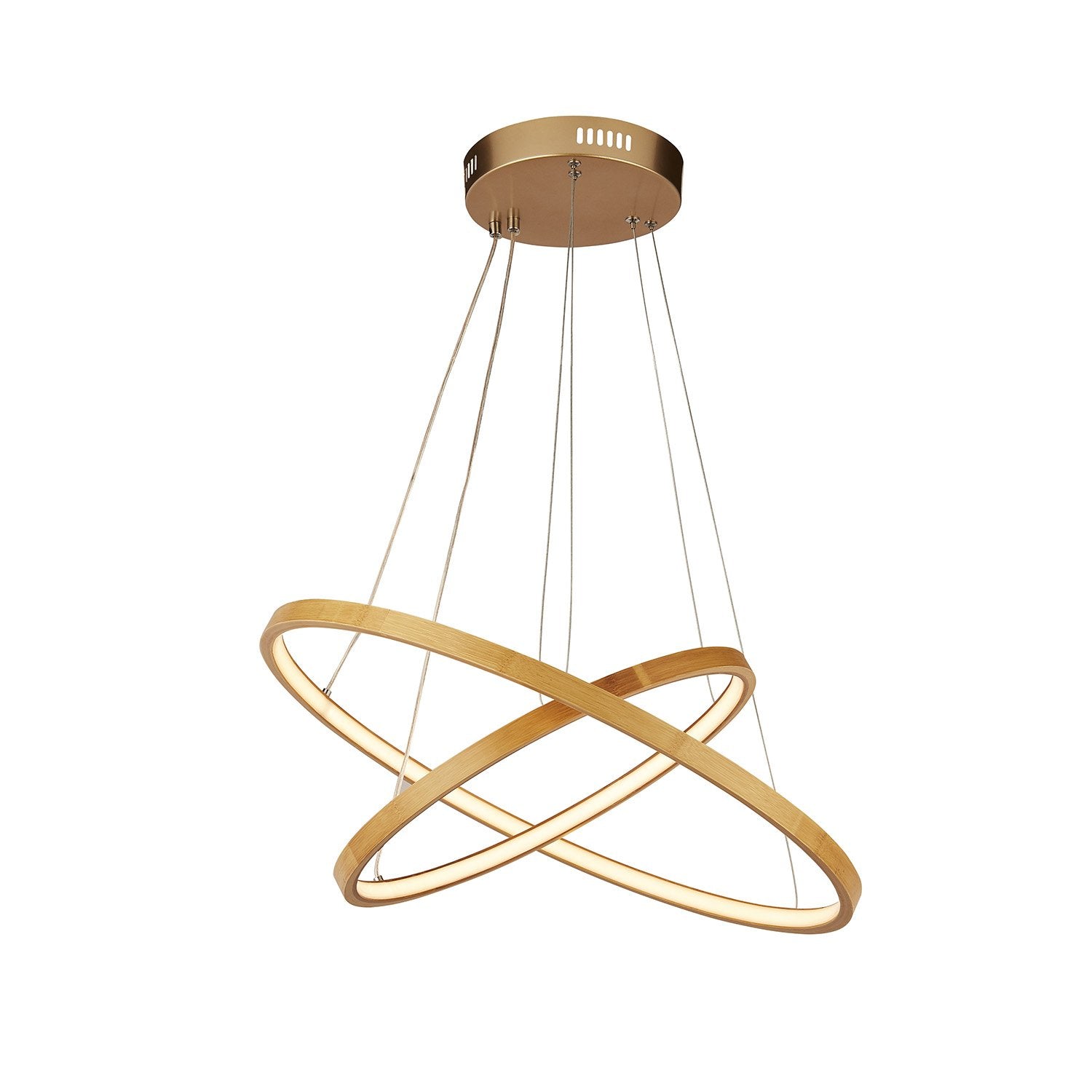 Lampadario Moderno Eternità Acciaio Marrone Legno Oro Led 6,25W 2700K