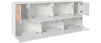 Credenza 7nAnte 200x41,4x86 cm Bloom Bianco Lucido e Noce