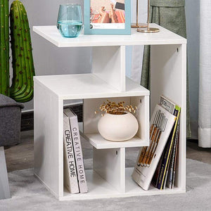 Tavolino da Salotto Porta Libri 4 Piani Moderno 45x40 H55 cm Bianco