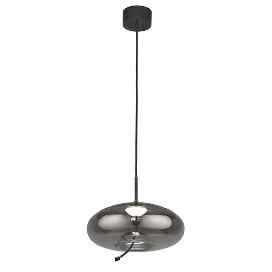 Lampadario Contemporaneo Lisbona Acciaio Cromo Vetro Nero Led 6W 2700K