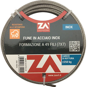 Fune acciaio inox d.mm  4 l.mt  25 (2 pezzi) 