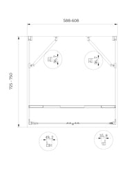 Box cabina doccia a 3 lati con apertura a libro pieghevole a pacchetto H.190 cromo trasparente anticalcare misure  72,5-75 fisse + Porta 58,8-60,8