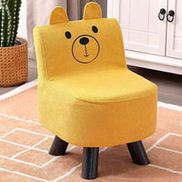 Pouf Sedia Bambini Design Orsetto Sgabello Poggiapiedi Morbido Giallo