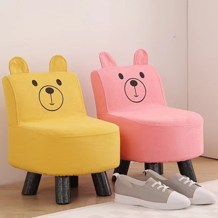 Pouf Sedia Bambini Design Orsetto Sgabello Poggiapiedi Morbido Giallo