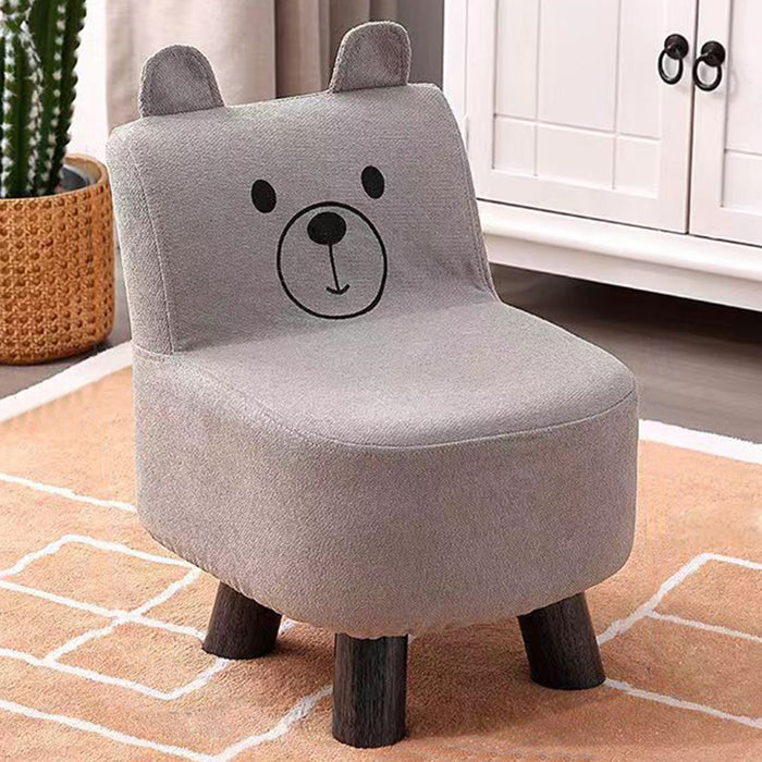 Pouf Sedia Bambini Design Orsetto Sgabello Poggiapiedi Morbido Grigio