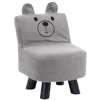 Pouf Sedia Bambini Design Orsetto Sgabello Poggiapiedi Morbido Grigio