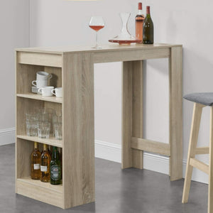 Tavolo Snack da Cucina Soggiorno Bar 3 Ripiani Legno 110x50 H 103 cm Quercia