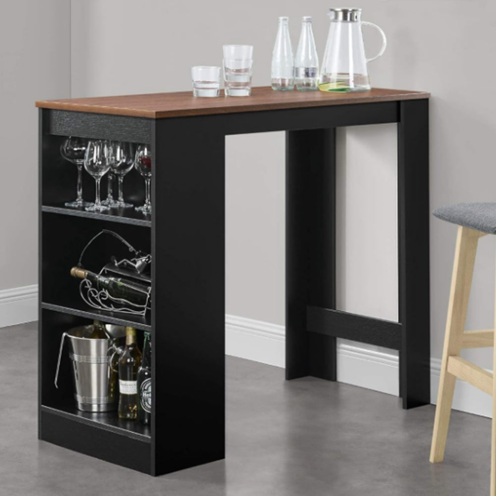 Tavolo Snack da Cucina Soggiorno Bar 3 Ripiani Legno 110x50 H 103 cm Nero Noce