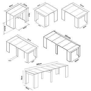 Tavolo da Pranzo Allungabile fino a 3 Metri Consolle Bianca Moderna Salvaspazio