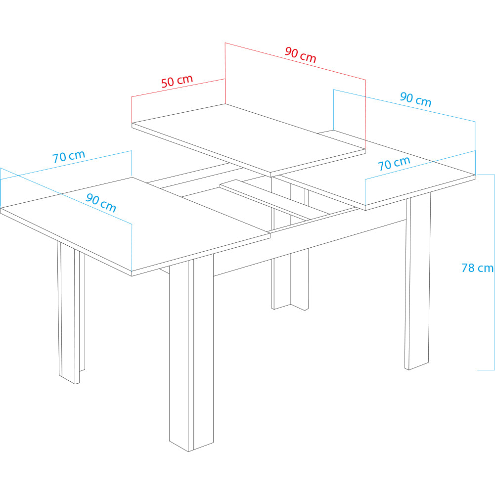 Tavolo da Pranzo Allungabile Estensibile 90 x 140 fino a 190 cm Salvaspazio Olmo