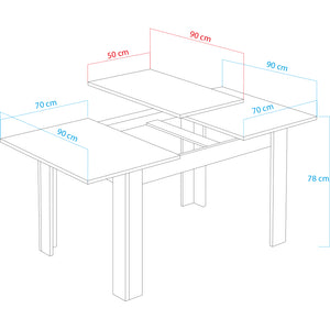 Tavolo da Pranzo Allungabile Estensibile 90 x 140 fino a 190 cm Salvaspazio Olmo