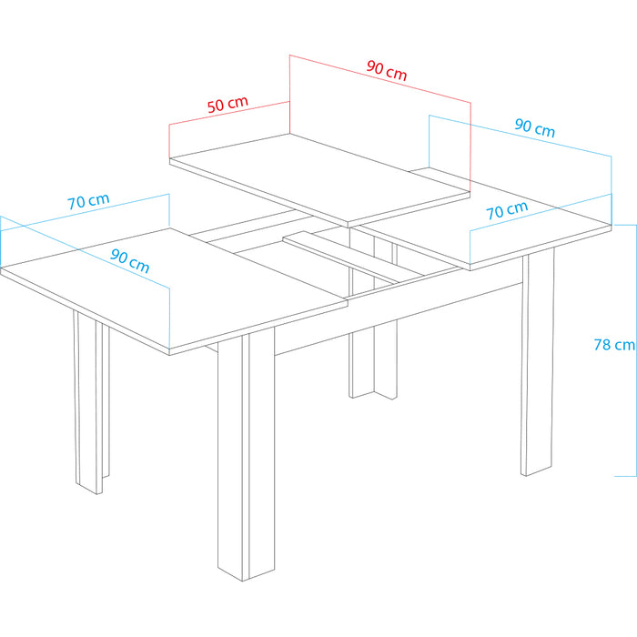 Tavolo da Pranzo Allungabile Estensibile 90 x 140 fino a 190 cm Salvaspazio Olmo