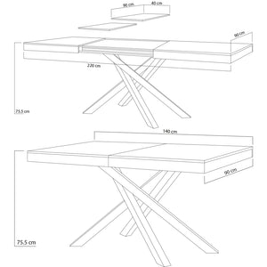 Tavolo da Pranzo Cucina Allungabile Estensibile 90 x 140 fino a 220 cm Olmo Perl