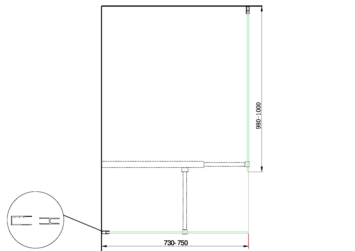 Doppia Parete Doccia Walk-in Con Braccio Di Sostegno Superiore a T Vetro 8 mm Reversibile 73-75 x 98-100 H 200 cm