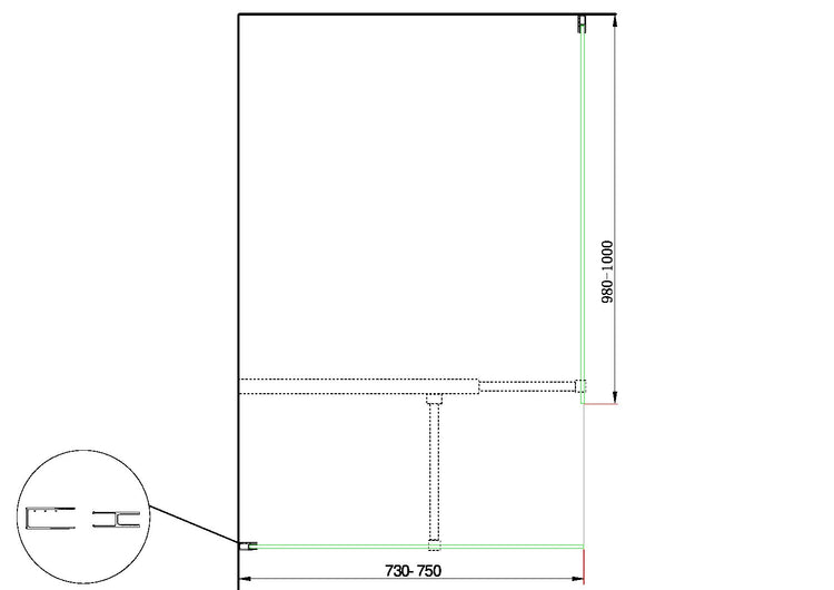 Doppia Parete Doccia Walk-in Con Braccio Di Sostegno Superiore a T Vetro 8 mm Reversibile 73-75 x 98-100 H 200 cm