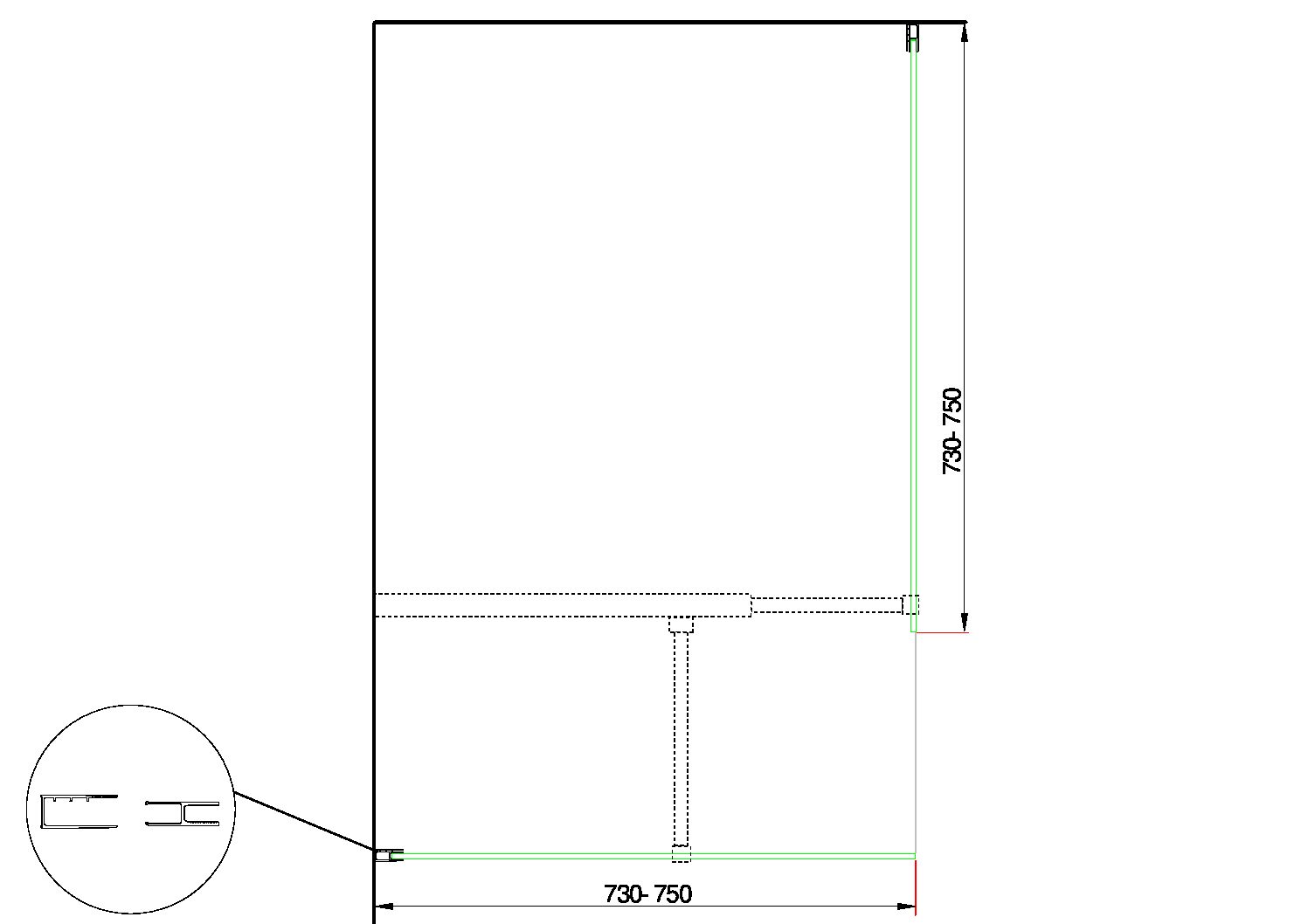 Doppia Parete Doccia Walk-in Con Braccio Di Sostegno Superiore a T Vetro 8 mm Reversibile 73-75 x 73-75 H 200 cm