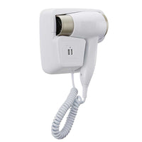 Asciugacapelli Parete Casa Hotel B&B Phon Asciuga Capelli 1300W 2 Ingressi USB