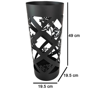 Porta Ombrelli Decorato H. 49 cm Metallo Verniciato Tondo Uso Interno Esterno Nero