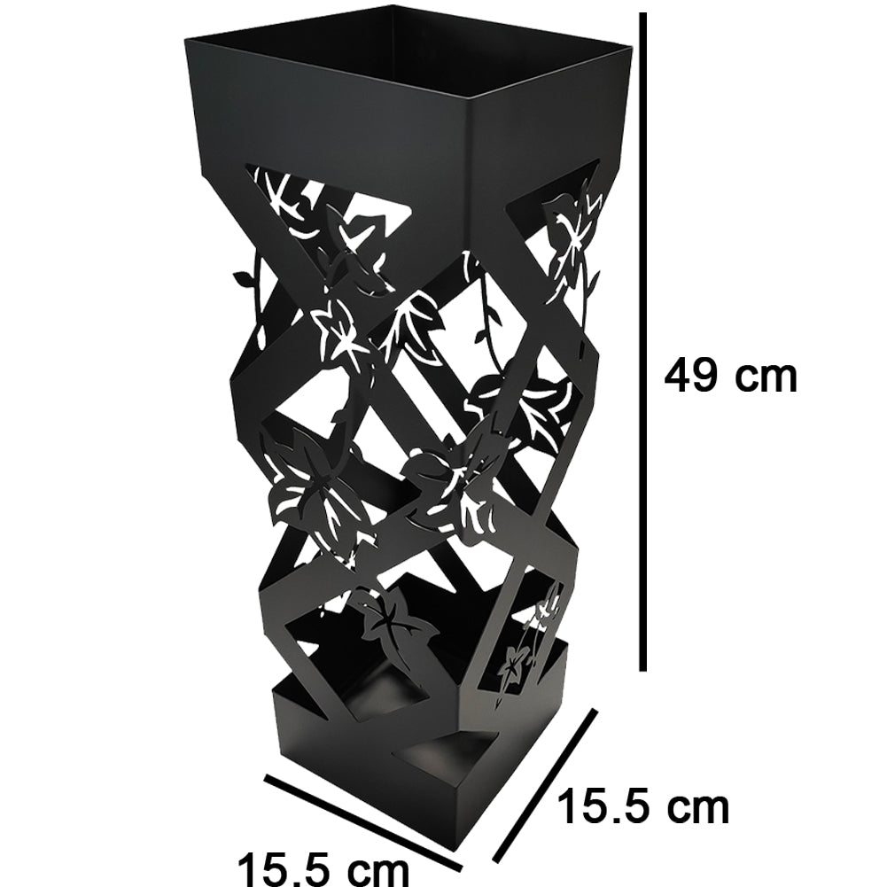 Porta Ombrelli Decorato H. 49 cm Metallo Verniciato Nero Uso Interno Esterno