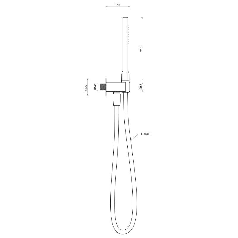 Doccetta Quadrata in ABS con Presa Acqua in Ottone Cromato Bonussi