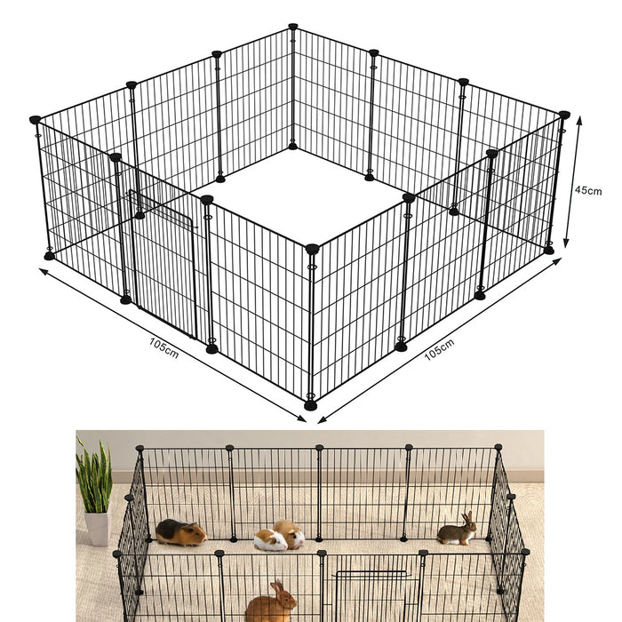 Recinto Cancelletto Animali Piccola Taglia 420cm 12 Moduli da 35xH45cm Nero