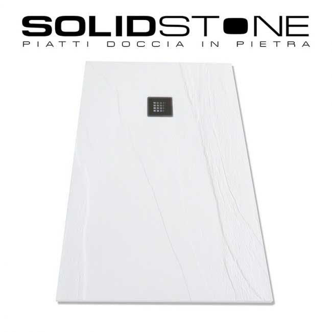 Piatto doccia in pietra SOLIDSTONE alto 2,8 cm - Ardesia Bianco RAL 9003 - Misura: 70x120 x 2,8h