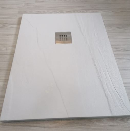 Piatto doccia in pietra SOLIDSTONE alto 2,8 cm - Ardesia Bianco RAL 9003 - Misura: 80x120 x 2,8h