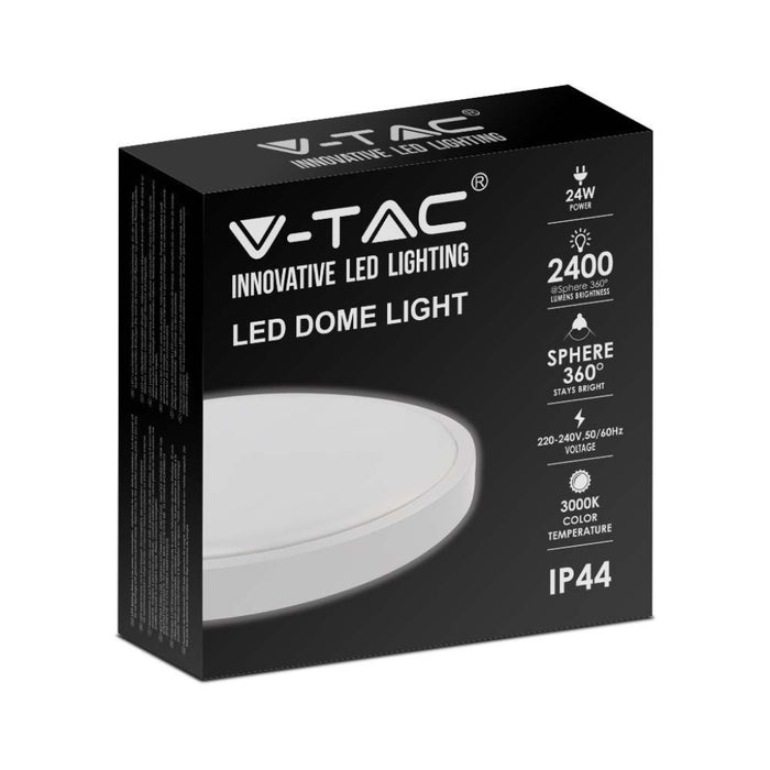 Luce a cupola LED da 24 W 3000K rotonda, cornice bianca IP44