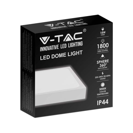 Luce a cupola LED da 18 W 3000k quadrati, cornice bianca IP44