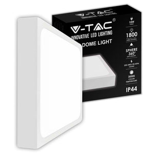 Luce a cupola LED da 18 W 3000k quadrati, cornice bianca IP44