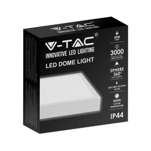 Luce a cupola LED da 30 W 3000k quadrati, cornice bianca IP44