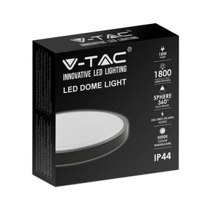 Luce a cupola a LED da 18 W Round 3000K, Frame nero IP44