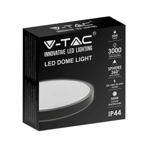 Luce a cupola LED da 30 W 6500K round, cornice nera IP44