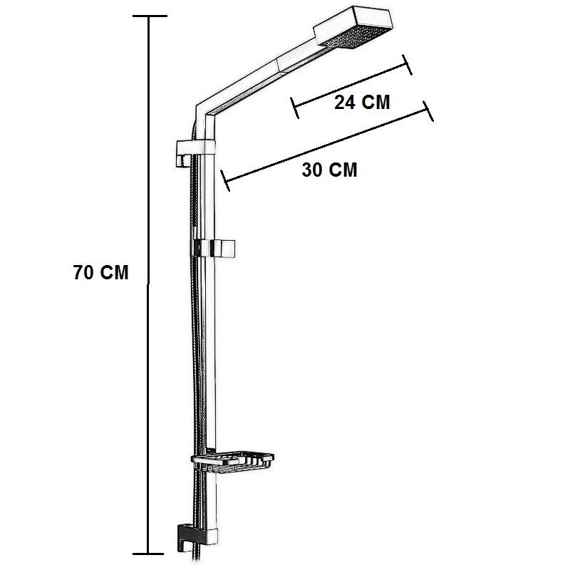 Saliscendi Colonna Doccia Doppia Funzione Squadrata, Tutta In Ottone