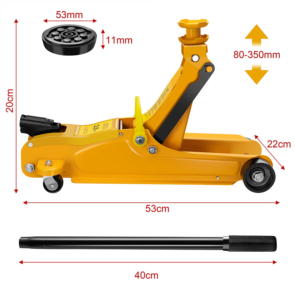 Cric Sollevatore Idraulico 2,5 Ton. Altezza Sollevatore 80-350 mm Macchina Auto