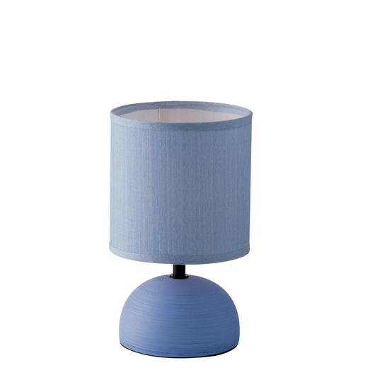 Lampada da tavolo FURORE in ceramica blu con paralume in tessuto