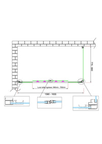 Box doccia 6 mm H 190 parete fissa e porta a 4 ante con apertura centrale MISURA 77,5-80 ANTA FISSA + PORTA 158-163 