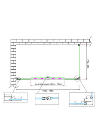 Box doccia 6 mm H 190 parete fissa e porta a 4 ante con apertura centrale MISURA 77,5-80 ANTA FISSA + PORTA 163-168 