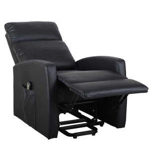 Poltrona Elettrica Telecomando Alzapersona Recliner Ecopelle Nero Schienale Alto