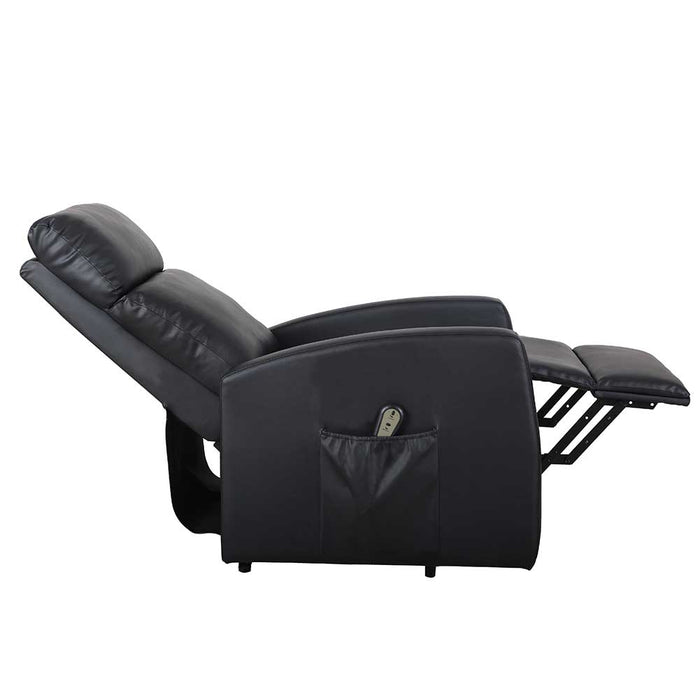 Poltrona Elettrica Telecomando Alzapersona Recliner Ecopelle Nero Schienale Alto