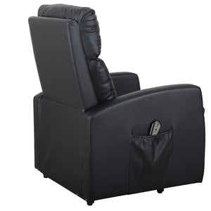 Poltrona Elettrica Telecomando Alzapersona Recliner Ecopelle Nero Schienale Alto