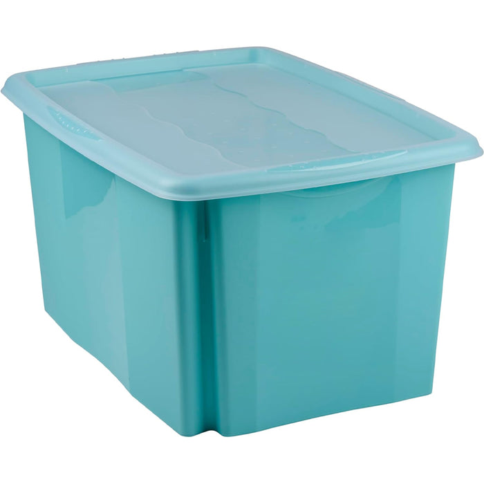 Set Scatole 4x45 L Portaoggetti Blu Plastica Cassetto Contenitore Salvaspazio