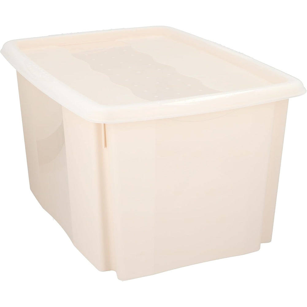 Set Scatole 4x45 L Portaoggetti Beige Plastica Cassetto Contenitore Salvaspazio