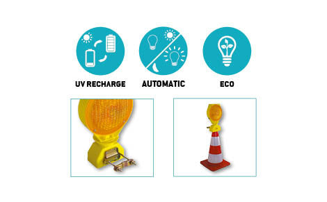 Solar-Lampeggiatore Solare Bi-Facciale Con Accensione Automatica Giallo-Ft