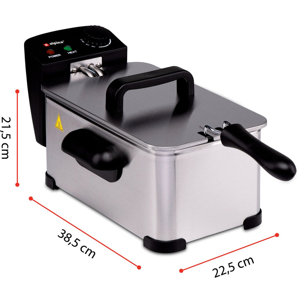 Friggitrice 3 Litri 2000 Watt da Cucina Temperatura Regolabile e Spia Controllo