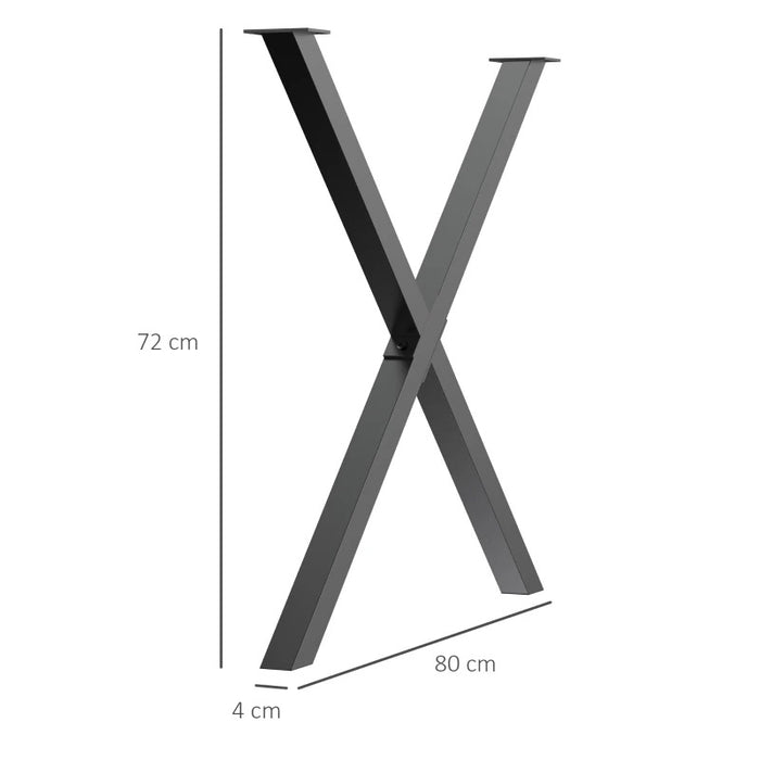 Kit 2pz Gambe per Tavolo in Metallo Nero 80x4 H 72 cm con accessori