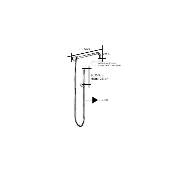 Kit doccia deviatore a pressione con doccetta minimal e braccio 30 cm