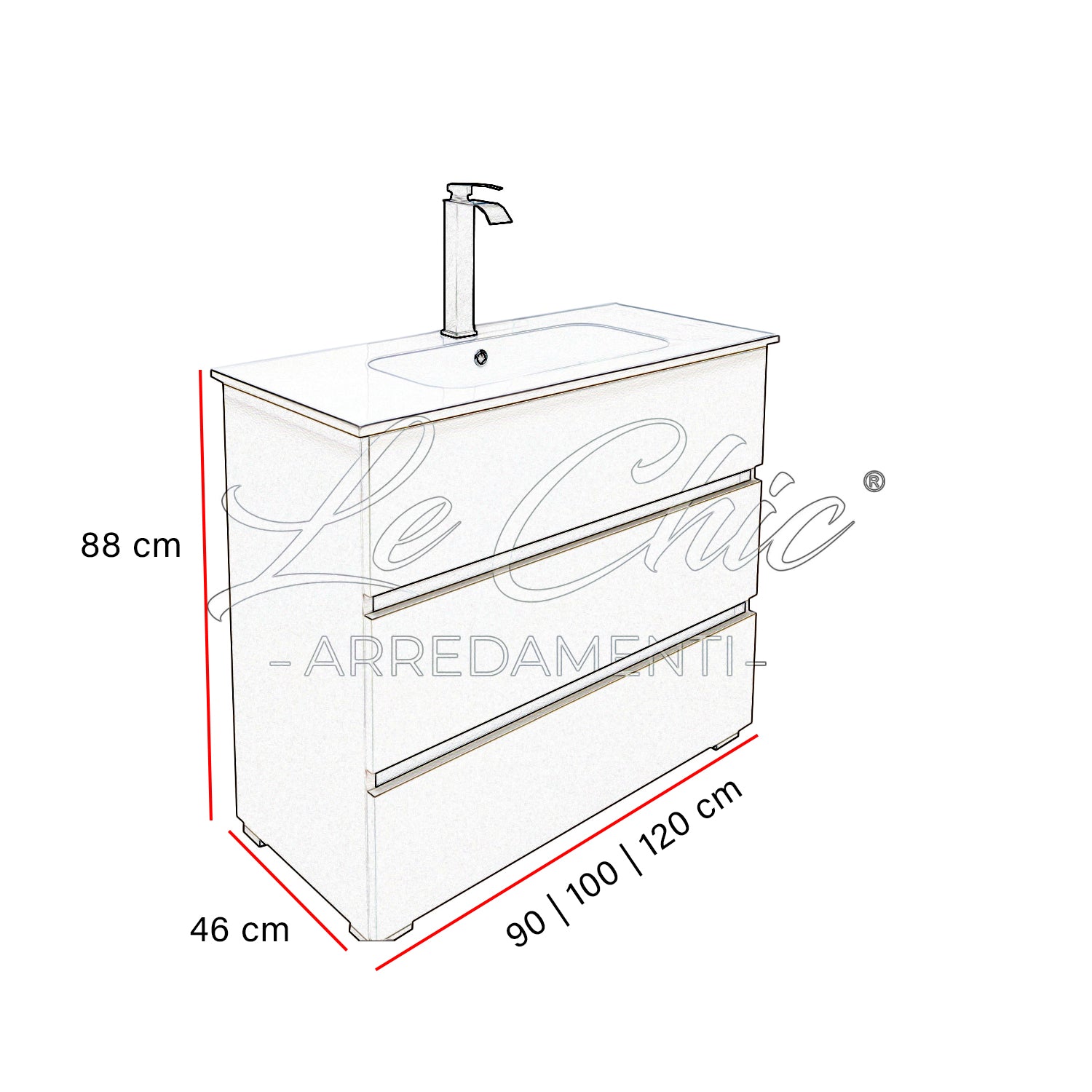 Mobile bagno moderno Perla - 100 cm